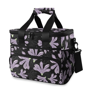New Arrival Hawaiian Flower Nylon Fabric Custom Design Thermal Food Storage Insulated Portable Picnic Cooler Bag for Outdoor - Product Image 1
