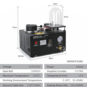 Máquina de fundición al vacío 3 en 1 para fundir y moldear joyas de oro y plata 1200 ℃ - Product Image 5