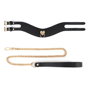 <b>Black</b> Heart Choker With <b>Chain</b> And Buckle For Bondage Play Adult Use - Product Image 3