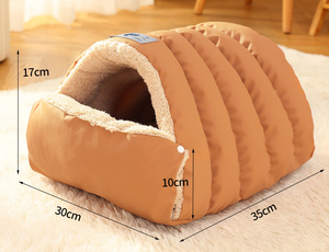 ที่นอนสัตว์เลี้ยงแบบใหม่ล่าสุดสำหรับฤดูใบไม้ร่วง-ฤดูหนาว เตียงแมวแบบถ้ำในร่ม นุ่ม พับได้ ถุงนอนสัตว์เลี้ยง - Product Image 3