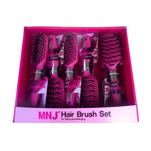 Juego de cepillos para el cabello MNJ, 12 piezas, cerdas redondas de color rosa para peinar y desenredar - Product Image 2