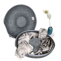 Tunnel interactif pour chat Walutz Donut en feutre non tissé, lit-caverne, maison-nid détachable avec fermeture éclair, lavable, respirant, pour intérieur, toutes saisons