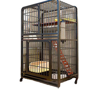 Villa para Gatos, Jaula de Lujo para Cría de Perros y Gatos, Jaula Grande de Madera y Alambre de Hierro para Interiores, Jaula de Exhibición con 3 Plataformas y Cierre Desplegable - Product Image 1