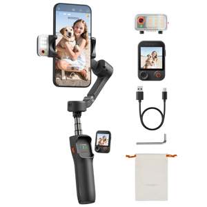 <span class=keywords><strong>Hohem</strong></span> <span class=keywords><strong>ISteady</strong></span> V3 Ultra Stabilisateur de téléphone pliable à 3 axes avec IA, télécommande détachable à écran tactile de 1,22 pouces et lumière d'appoint RVB pour Vlog - Product Image 1