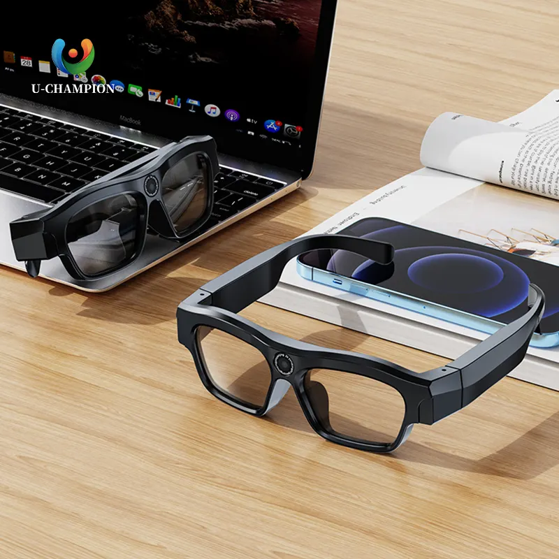 Vente en gros de lunettes de soleil pour appareil photo Lunettes vidéo 1080P Lunettes de caméra vidéo Full HD Lunettes intelligentes d'intérieur et d'extérieur avec caméra