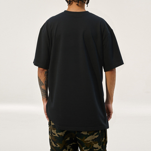 T-shirts Streetwear à épaules tombantes, T-shirt noir oversize, 100% coton épais, coupe carrée, T-shirts unis pour hommes, Fabricant - Product Image 3