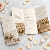 Brochure de mariage personnalisée tri-pliée, format C-Fold A4, design classique et élégant pour la promotion des lieux de mariage et des planificateurs de mariages, faible MOQ