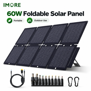 Panel Solar Plegable IMORE de 60W, Negro, Portátil, Monocristalino, para Exteriores, con Cables y Conectores - Product Image 1