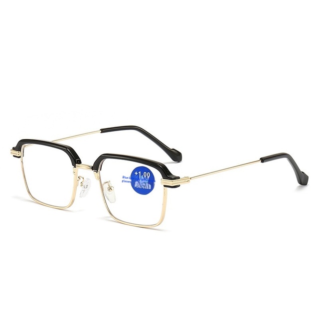 Photosensitive Color-Changing HD Eyebrows Men's Anti-Blue Light Square Face Presbyscopic Glasses Metal Fashion Classic Square