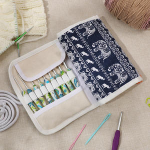 Bolsa de almacenamiento de herramientas de tejer DIY de lona de gran capacidad para <span class=keywords><strong>Kit</strong></span> de costura transfronterizo de <span class=keywords><strong>Amazon</strong></span> con bolsa de accesorios plegable de lana - Product Image 1