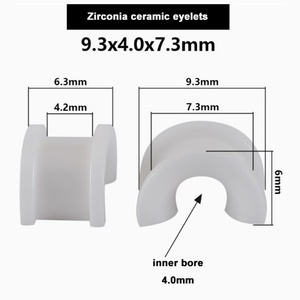 Guía de hilo para máquina de trenzado 630, ojal de cerámica de circonia con orificio interior de 4 mm, asiento metálico con distancia entre orificios de 13 mm, pulido a espejo Ra 0.1 - Product Image 2