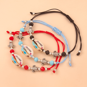 Bracelet personnalisé avec nom en lettres, coquillage, San Andres Aruba Hawaï, fait main, coloré, avec cordon en cristal, réglable, ensemble de bijoux cadeau - Product Image 4