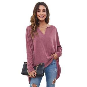 <span class=keywords><strong>T</strong></span>-shirts manches chauve-souris pour <span class=keywords><strong>femme</strong></span>, haut surdimensionné, prê<span class=keywords><strong>t</strong></span> à poser, à manches longues, <span class=keywords><strong>col</strong></span> en <span class=keywords><strong>V</strong></span>, à la mode loisirs, - Product Image 1