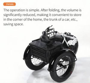 Vélo cargo électrique à batterie lithium 48 V 18 Ah, tricycle à trois roues avec pneus larges, pliable, pour transport utilitaire - Product Image 5