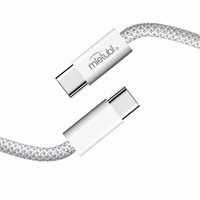 Kabel Data Pengisian Cepat Mietubl PD 60W Tipe C ke Tipe C 6A, Kabel Kepang Tembaga Murni untuk Ponsel, Tablet, Komputer