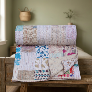 Colcha de algodón estilo Vintage, bordado, Patchwork, Kantha - Product Image 3