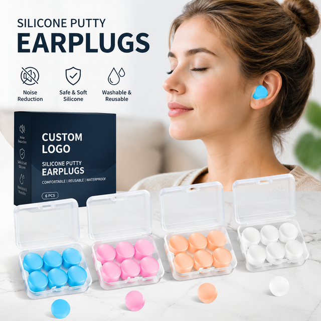 Custom Waterproof Noise Cancelling Reusable Moldable Mud Silicone Earplugs for Sleeping Swimming Work