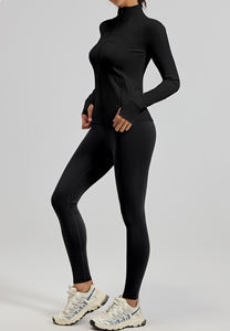 Oferta Especial de Fábrica: Conjunto de Yoga de 2 Piezas, Chaqueta con Cierre, Top de Yoga, Pantalones Levanta Glúteos, <span class=keywords><strong>Ropa</strong></span> Deportiva para Mujer, Transpirable y sin Costuras - Product Image 2