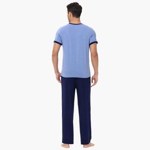 Men's Sleepwear Set Short Sleeve Man Loungewear Bamboo Pyjamas Cotton <b>Pajama</b> Set Men Custom Mens Homewear Clothing - Product Image 4
