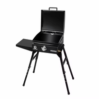 Grill de table extérieur à gaz Libermann Manufacturing Factory, en acier inoxydable et fonte, pliable, pour barbecue et fumoir