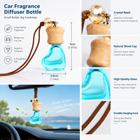 Diffuseur de parfum pour voiture en verre suspendu, rechargeable, design cœur, pour désodorisant automobile, huile parfumée, vente en gros