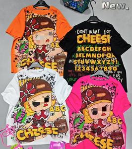 Maglia pesante Plus Size cotone 100 di alta qualità strass Cartoon <span class=keywords><strong>donne</strong></span> T-shirt OC997 - Product Image 4