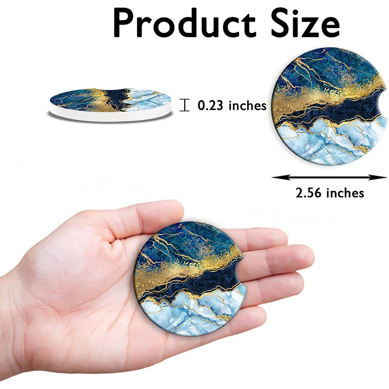 Classic Style Car Coasters - Absorbent Bling Ceramic Drink Set for Cup Holders by Jia Yi (Model JY18