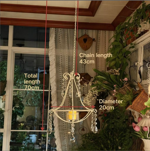 Lanterne à bougie suspendue en métal style shabby chic, résistante aux intempéries, pour l'intérieur et l'extérieur, avec attrape-soleil en <span class=keywords><strong>cristal</strong></span> - Product Image 1