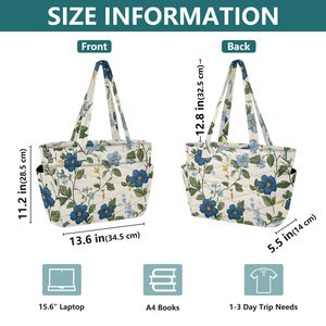 Sac fourre-tout matelassé à motif floral, sac à bandoulière de grande capacité pour les courses quotidiennes et les voyages - Product Image 3