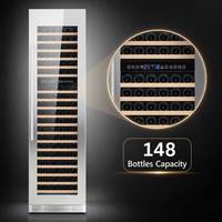 Réfrigérateur à vin double zone 430L pour fournisseur OEM, porte en acier inoxydable, compresseur, 148 bouteilles, affichage numérique, pour hôtel et bar