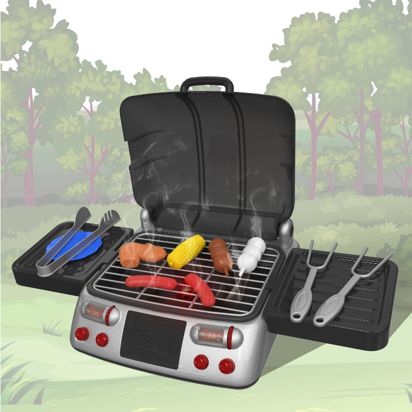 Кухонные игрушки для детей, набор для барбекю и гриля с музыкой и подсветкой