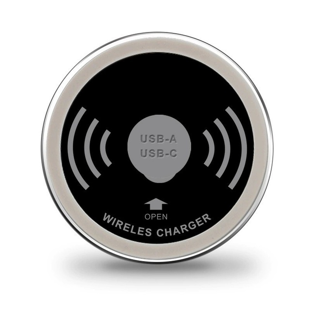 15W Smart Home Office Embedded Desktop Wireless Charger with USB-A/USB-C Ports Fast Charging QC3.0 and for
