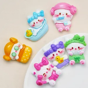 Hochwertige kawaii cartoon cats flatback cabochon harz kunsthandwerk für kühlschrank oder magnet tasche hängen anhänger haarclips herstellung