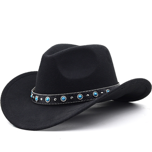 Nuevo cinturón <span class=keywords><strong>de</strong></span> cuero <span class=keywords><strong>turquesa</strong></span> Sombrero <span class=keywords><strong>de</strong></span> vaquero occidental americano Otoño e invierno Hombres y mujeres Sombrero <span class=keywords><strong>de</strong></span> fieltro <span class=keywords><strong>de</strong></span> <span class=keywords><strong>lana</strong></span> Sombrero <span class=keywords><strong>de</strong></span> jazz - Product Image 5