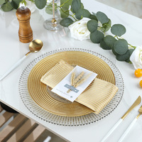 Assiette plate en verre créative avec bord doré et motif incrusté, assiette de service pour steak, design minimaliste moderne électroplaqué, assiette à dîner