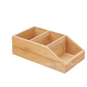 Bamboo Storage <b>Box</b> For <b>Makeup</b> And Stationery Multi Compartment Organizer Desk Organizer With Dividers Natural Wood Finish - Product Image 2