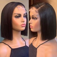 Perruques Bob en cheveux humains bruts, cuticules alignées, cheveux vietnamiens bruts, double trame frontale, sans colle, ultra-lisses, courtes, en dentelle, cheveux brésiliens