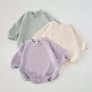 Barboteuse Sweat-shirt à manches longues en coton biologique pour bébé en tissu éponge français d'automne