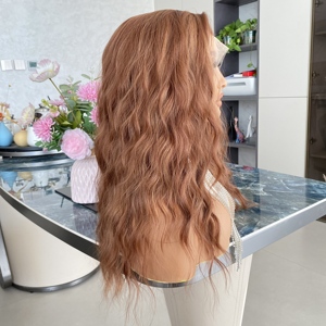 Perruques synthétiques frontales 13x4 en dentelle, 20 pouces, couleur orange, de qualité supérieure, style libre, prix usine - Product Image 1