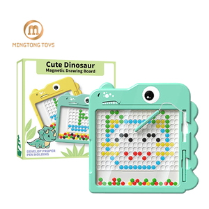 Bambini giocattolo educativo Montessori colorato Cartoon Art Dot Beads Pen Dinosaur Magnetic Drawing Board - Product Image 1