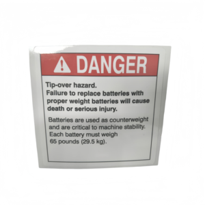Calcomanía Peligro Tip-over Battery 43617GT 43617. Compatible con Genie Manlifts. - Product Image 2