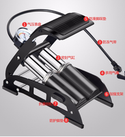 Pompe à pied portable multifonction pliable en alliage d'aluminium avec manomètre haute pression (plus de 160 PSI) pour voiture et moto
