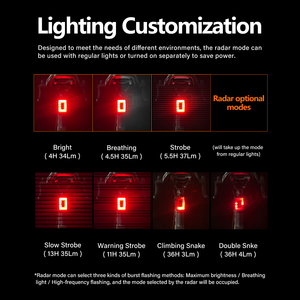 CYCLAMI Light RT01 Feu arrière de vélo intelligent avec radar Nouveau feu arrière de cycle pour Ebike alimenté par batterie <span class=keywords><strong>Vtt</strong></span> Luces Para Ciclismo - Product Image 5