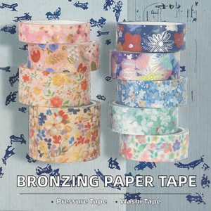 Bronzing Natural Beauty Washi <b>Tape</b> Set Pressure Sensitive Rubber Single Sided Industrial Grade <b>Masking</b> <b>Tape</b> DIY Decoration - Product Image 2
