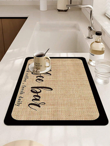 Super Absorbent Linen Table Mat Non-Slip Countertop Dining <strong>Kitchen</strong> <strong>Accessory</strong> Coffee Machine Diatom <strong>Mud</strong> Drainage Pad Soft Rubber - Product Image 5