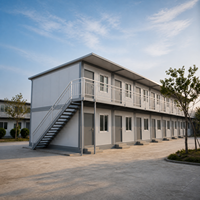 Maison préfabriquée modulaire à deux étages en panneaux d'acier à assemblage rapide avec balcon, escalier, dortoir, 20 pieds, garantie 5 ans