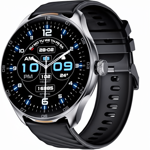 Round Dial TFT Smart Watch with Heart Rate Tracker Magnetic Charging Rubber Band Unisex