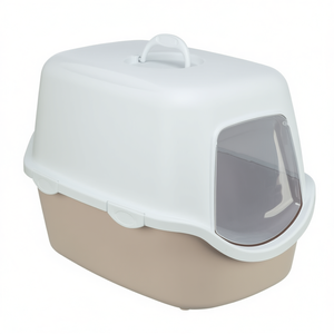 Bac à litière pour chat Vico 40x40x56 cm blanc blush fermé avec couvercle et poignée - Product Image 3