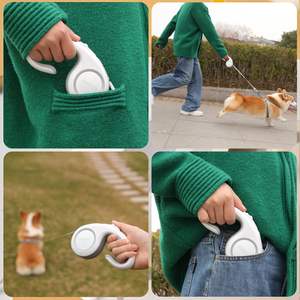 Guinzaglio per cani retrattile in Nylon resistente in Nylon con impugnatura antiscivolo portatile a 360 ° - Product Image 6