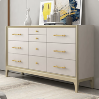 Commode à sept tiroirs en bois massif, meuble TV moderne de luxe léger pour chambre à coucher, meuble de rangement polyvalent pour salon
